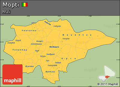 Savanna Style Simple Map of Mopti, cropped outside