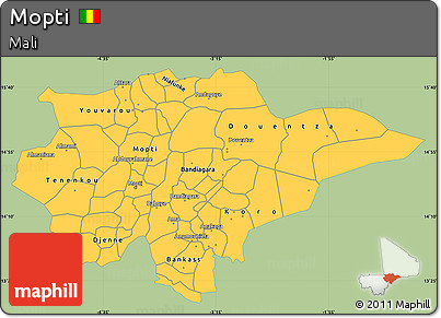 Savanna Style Simple Map of Mopti, single color outside