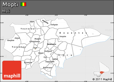 Silver Style Simple Map of Mopti, single color outside