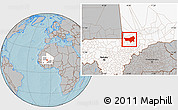 Gray Location Map of Youvarou, highlighted country, hill shading