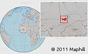Gray Location Map of Youvarou, hill shading