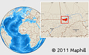 Shaded Relief Location Map of Youvarou