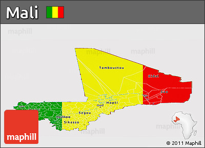 Flag Panoramic Map of Mali, flag centered