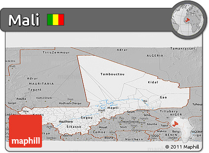 Gray Panoramic Map of Mali