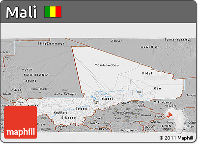 Gray Panoramic Map of Mali