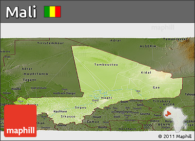 Physical Panoramic Map of Mali, darken