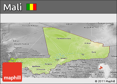 Physical Panoramic Map of Mali, desaturated