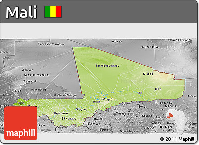 Physical Panoramic Map of Mali, desaturated