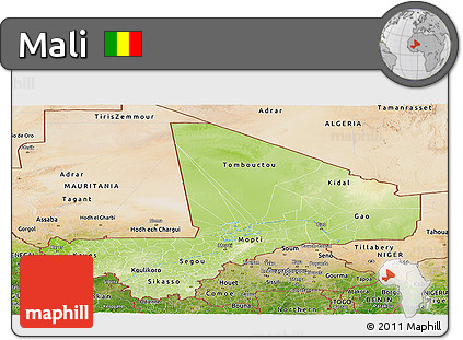 Physical Panoramic Map of Mali, satellite outside