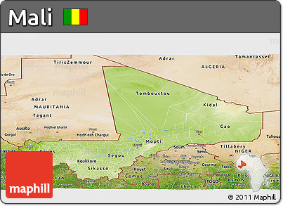 Physical Panoramic Map of Mali, satellite outside