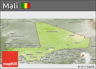 Physical Panoramic Map of Mali, semi-desaturated