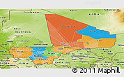 Political Panoramic Map of Mali, physical outside
