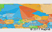 Political Panoramic Map of Mali, political shades outside
