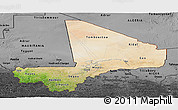 Satellite Panoramic Map of Mali, darken, desaturated