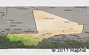 Satellite Panoramic Map of Mali, darken, semi-desaturated