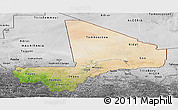 Satellite Panoramic Map of Mali, desaturated