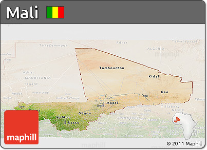 Satellite Panoramic Map of Mali, lighten