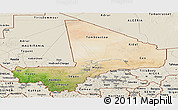 Satellite Panoramic Map of Mali, shaded relief outside