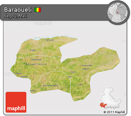 Satellite 3D Map of Baraoueli, cropped outside