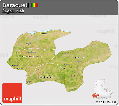 Satellite 3D Map of Baraoueli, cropped outside