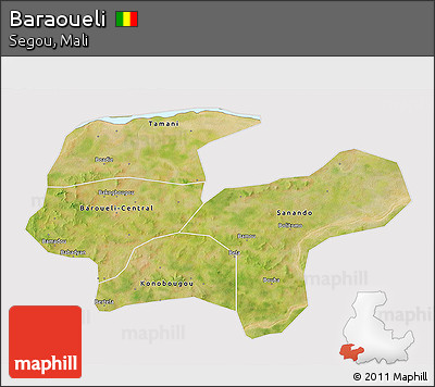 Satellite 3D Map of Baraoueli, cropped outside