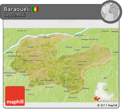 Satellite 3D Map of Baraoueli, physical outside
