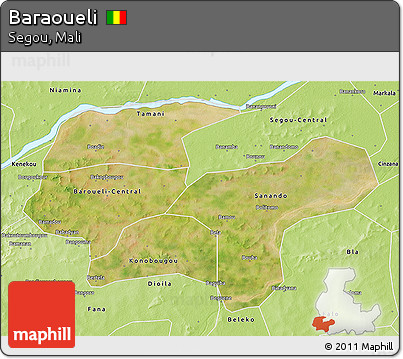 Satellite 3D Map of Baraoueli, physical outside