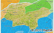 Satellite 3D Map of Baraoueli, political shades outside