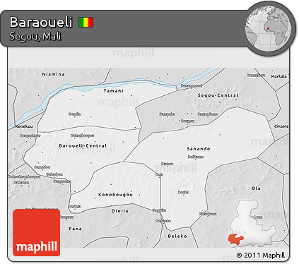 Silver Style 3D Map of Baraoueli