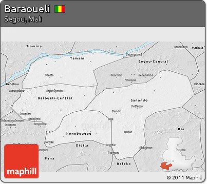 Silver Style 3D Map of Baraoueli