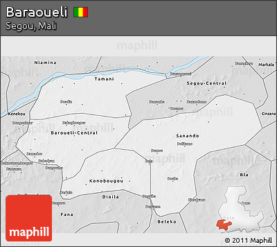 Silver Style 3D Map of Baraoueli