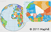 Political Location Map of Baraoueli, highlighted country, within the entire country