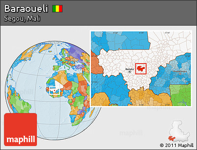 Political Location Map of Baraoueli, highlighted country