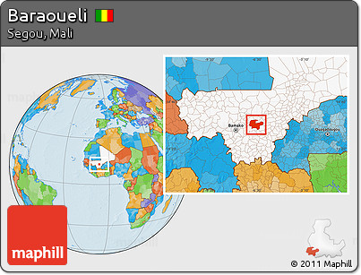 Political Location Map of Baraoueli, highlighted country