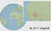 Savanna Style Location Map of Baraoueli, within the entire country, hill shading