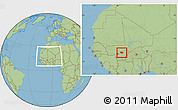 Savanna Style Location Map of Baraoueli, within the entire country