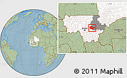 Savanna Style Location Map of Baraoueli, highlighted country, highlighted parent region, hill shading