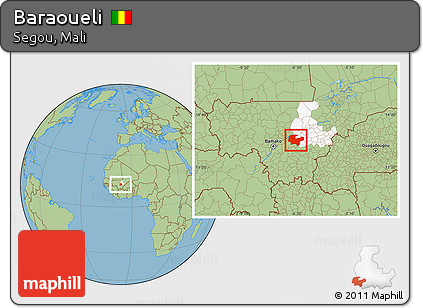 Savanna Style Location Map of Baraoueli, highlighted parent region