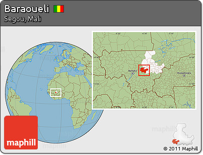 Savanna Style Location Map of Baraoueli, highlighted parent region