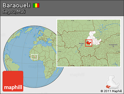 Savanna Style Location Map of Baraoueli, highlighted parent region
