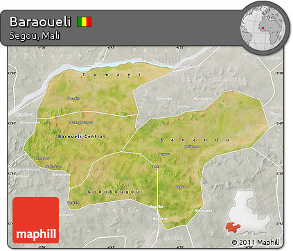 Satellite Map of Baraoueli, lighten, semi-desaturated