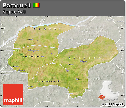 Satellite Map of Baraoueli, lighten, semi-desaturated