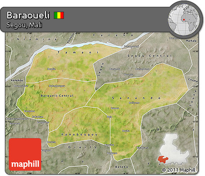 Satellite Map of Baraoueli, semi-desaturated