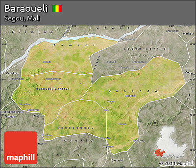 Satellite Map of Baraoueli, semi-desaturated
