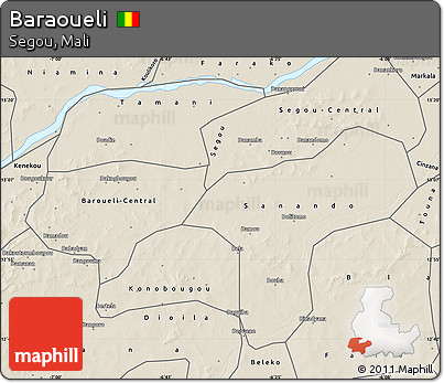 Shaded Relief Map of Baraoueli