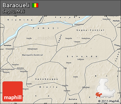Shaded Relief Map of Baraoueli