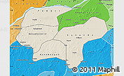 Shaded Relief Map of Baraoueli, political shades outside