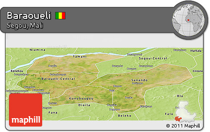 Satellite Panoramic Map of Baraoueli, physical outside