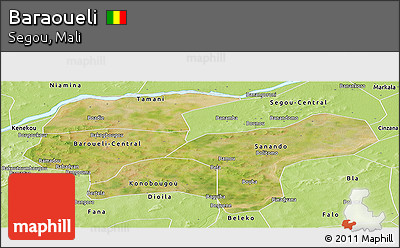 Satellite Panoramic Map of Baraoueli, physical outside