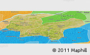 Satellite Panoramic Map of Baraoueli, political shades outside